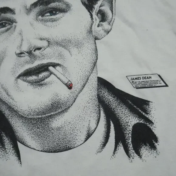 Vintage James Dean 80s Portrait Rare T-Shirt XL Stedman 1987 Movie Star Cigs Tees - Short Sleeve